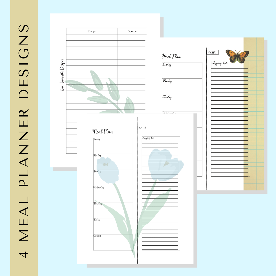 Printable meal planner layout