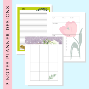 Printable notes planner layout